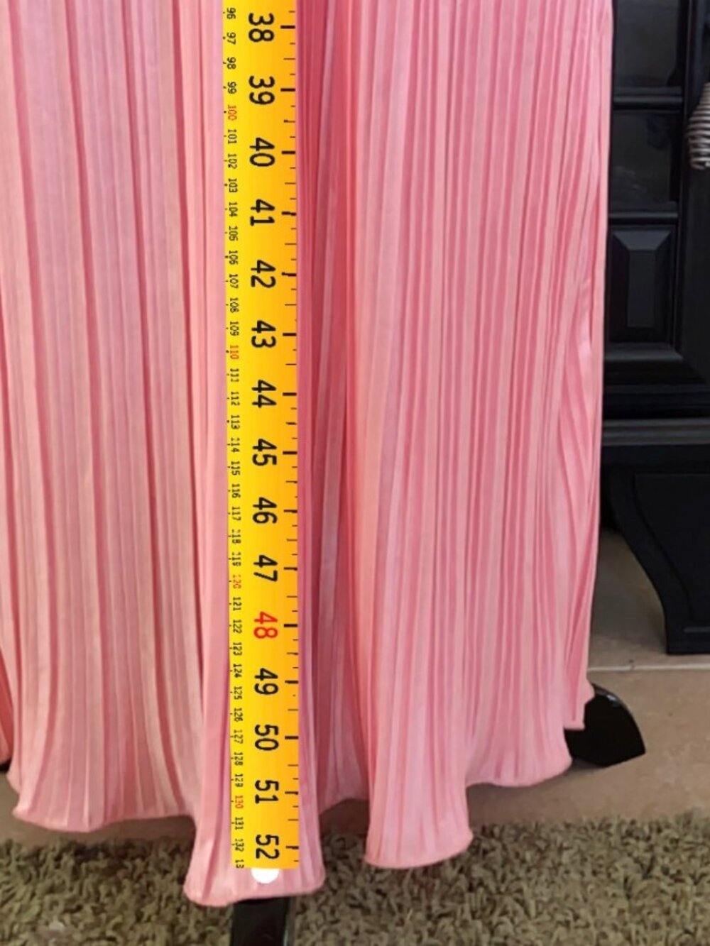 Pink Satin Accordion Pleated Maxi Dress Spaghetti Straps Medium - Picture 8 of 9